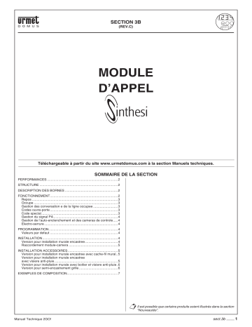 urmet domus MT124-020 F - 2GO! Systeme 2 fils Manuel utilisateur | Fixfr