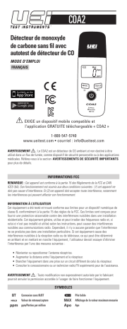 UEi COA2 Wireless Carbon Monoxide Detector Manuel du propriétaire | Fixfr