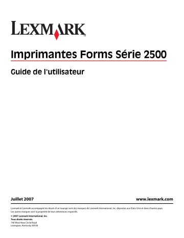 Manuel du propriétaire | Lexmark FORMS PRINTER 2500 Manuel utilisateur | Fixfr