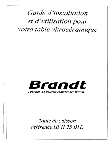 Manuel du propriétaire | Brandt HFH25B1E2 Manuel utilisateur | Fixfr