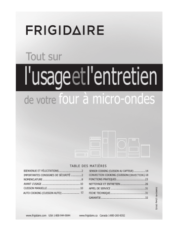 Manuel du propriétaire | Frigidaire FGMV153CLB Manuel utilisateur | Fixfr