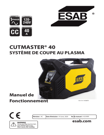 ESAB CUTMASTER 40 PLASMA CUTTING SYSTEM Manuel utilisateur | Fixfr