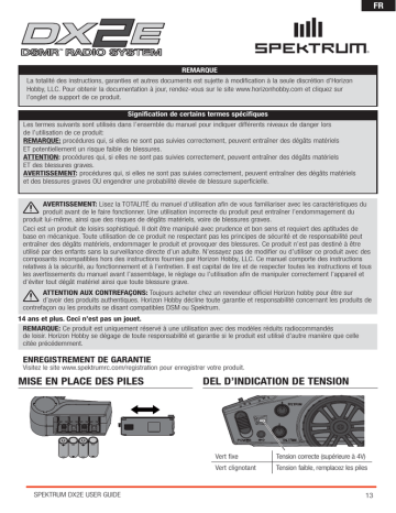 Spektrum DX2E 2Ch DSMR Surface Radio Manuel utilisateur | Fixfr