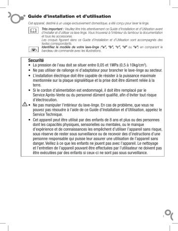 Manuel du propriétaire | Brandt BWF3374 Lave-linge Manuel utilisateur | Fixfr