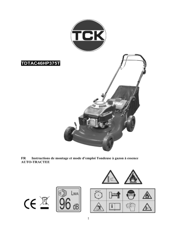 Manuel du propriétaire | TCK TDTAC46HP375T Tondeuse à gazon Manuel utilisateur | Fixfr