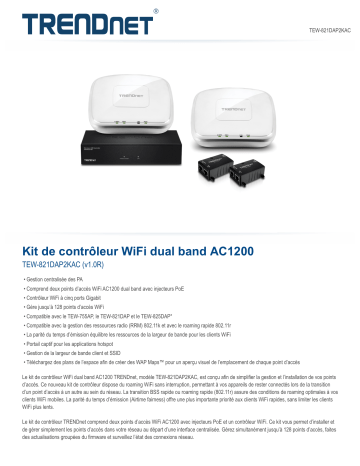 Trendnet TEW-821DAP2KAC AC1200 Dual Band Wireless Controller Kit Fiche technique | Fixfr