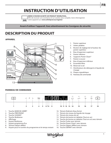 Mode d'emploi | Whirlpool WIP 4T133 PE S Manuel utilisateur | Fixfr