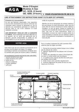 AGA Mode D’Emploi Modeles A Gaz GC, GCB, 2 fours GE, GEB, 4 fours Manuel du propriétaire