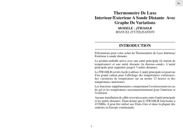 Manuel du propriétaire | Oregon Scientific JTR168LR Manuel utilisateur | Fixfr