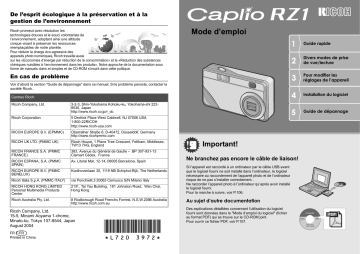 Manuel du propriétaire | Ricoh Caplio RZ1 Manuel utilisateur | Fixfr