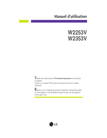 Manuel du propriétaire | LG W2253V Manuel utilisateur | Fixfr