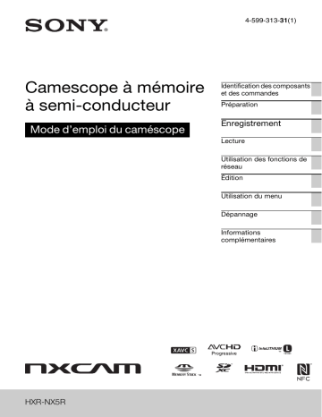 Mode d'emploi | Sony HXR NX5R Manuel utilisateur | Fixfr