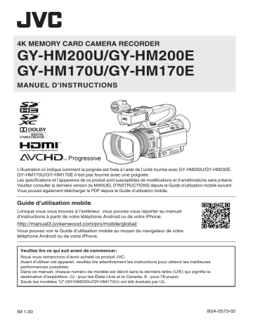 GY HM170E, HM170U | Mode d'emploi | JVC GY HM200E, HM200U Manuel utilisateur | Fixfr