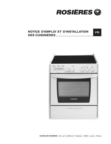 Manuel du propriétaire | ROSIERES RCV 6498 RB Cuisinière Manuel utilisateur | Fixfr