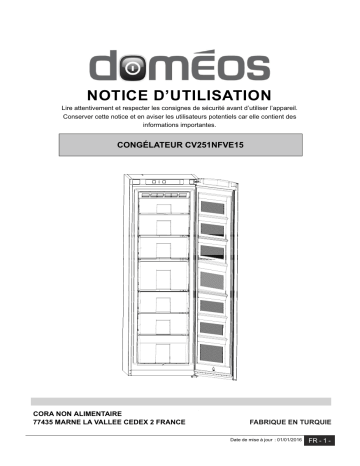 Manuel du propriétaire | Domeos CV251NFVE15 Congélateur Manuel utilisateur | Fixfr