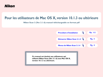 Manuel du propriétaire | Nikon SCAN 3.1.4 Manuel utilisateur | Fixfr