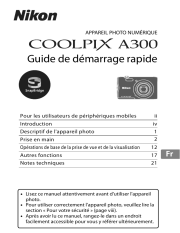 Guide de démarrage rapide | Nikon COOLPIX A300 Manuel utilisateur | Fixfr