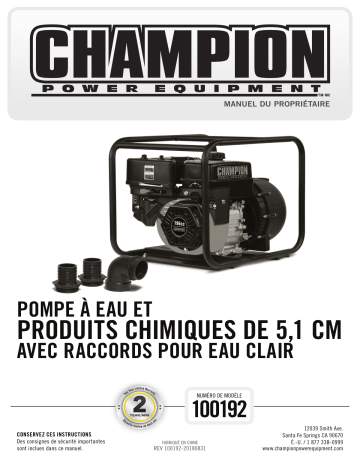 Champion Power Equipment 100192 Manuel utilisateur | Fixfr