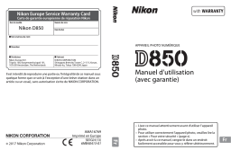 Nikon D850 Mode d'emploi