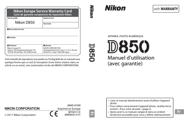 Nikon D850 Mode d'emploi | Fixfr