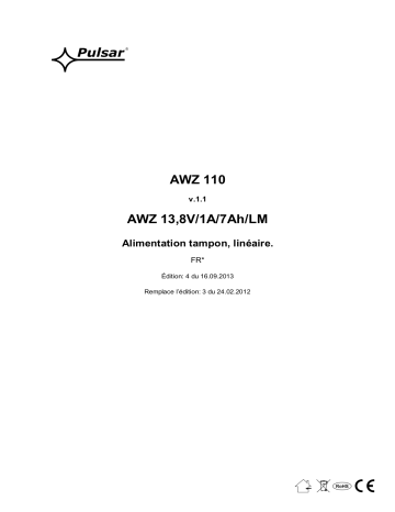 Mode d'emploi | Pulsar AWZ110 - v1.1 Manuel utilisateur | Fixfr