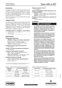 Fisher 92B, 92P Guide d'installation