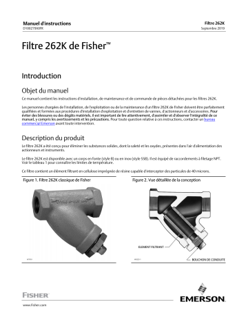 Fisher Filtre 262K de ( 262K Strainer) Manuel du propriétaire | Fixfr