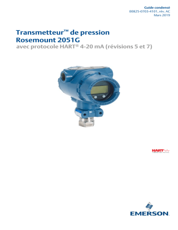 Mode d'emploi | Rosemount 2051G Transmetteur de pression avec protocole HART® 4-20 mA (révisions 5 et 7) Manuel utilisateur | Fixfr