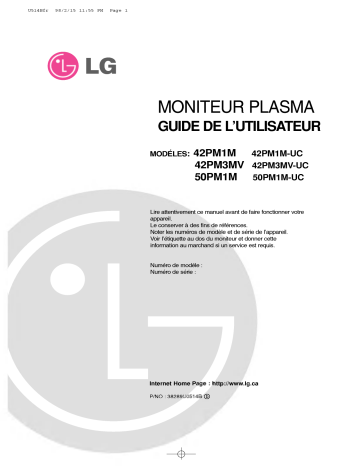 LG 50PM1M Manuel du propriétaire | Fixfr