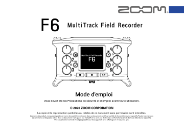 Zoom F6 Mode d'emploi | Fixfr