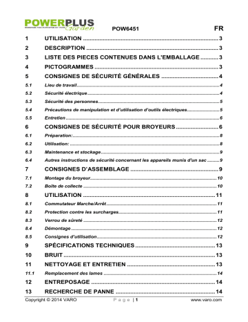 Manuel du propriétaire | Powerplus POW6451 Manuel utilisateur | Fixfr