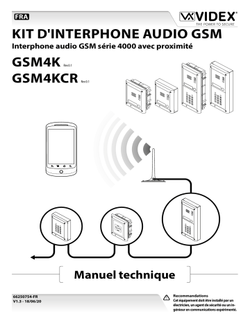 GSM4KCR | Videx GSM4K Manuel utilisateur | Fixfr