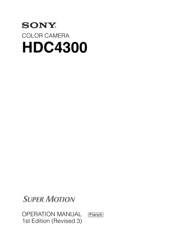 Mode d'emploi | Sony HDC-4300 Manuel utilisateur | Fixfr