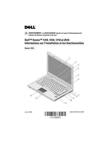 Dell Vostro 1710 laptop Guide de démarrage rapide | Fixfr