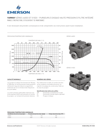 Yarway Series 460D3 and 515D3 Integral Strainer High Pressure Disc Traps Manuel du propriétaire | Fixfr