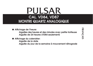 VD87 | Mode d'emploi | Pulsar VD84 Manuel utilisateur | Fixfr