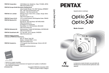 Optio S30 | Pentax Série OPTIO S40 Mode d'emploi | Fixfr