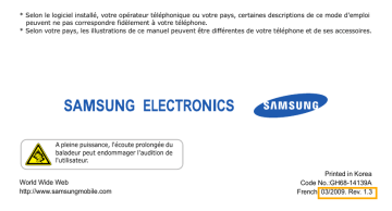 Mode d'emploi | Samsung SGH-U600 Manuel utilisateur | Fixfr