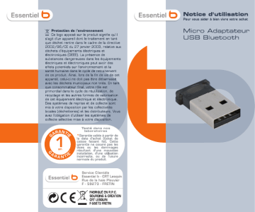 Manuel du propriétaire | Essentiel b USB Adaptateur bluetooth Manuel utilisateur | Fixfr