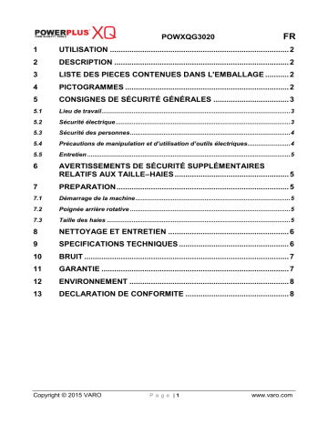 Manuel du propriétaire | Powerplus POWXQG3020 Manuel utilisateur | Fixfr