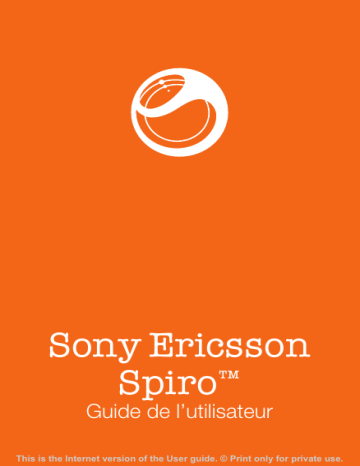 Manuel du propriétaire | Sony Ericsson Spiro Manuel utilisateur | Fixfr