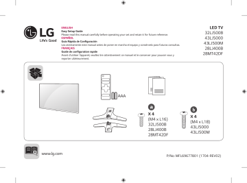 43LJ5000 | LG 32LJ500B Manuel du propriétaire | Fixfr