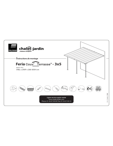CHALET ET JARDIN Toit Couv'Terrasse® 3 x 5 m blanc Mode d'emploi | Fixfr