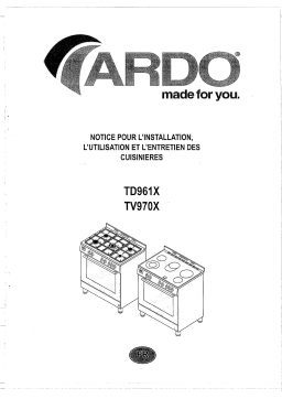 Ardo TV970X Cuisinière Manuel utilisateur