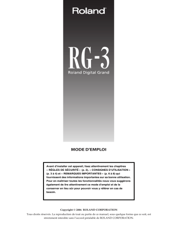 Manuel du propriétaire | Roland RG-3 Manuel utilisateur | Fixfr