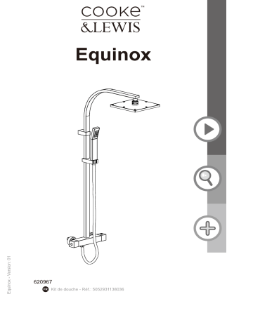 Cooke & Lewis Colonne de douche thermostatique Equinox Mode d'emploi | Fixfr