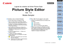 Canon PICTURE STYLE EDITOR VERSION 1.5 Manuel utilisateur