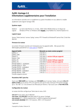 ZyXEL VANTAGE 2.2 Manuel utilisateur