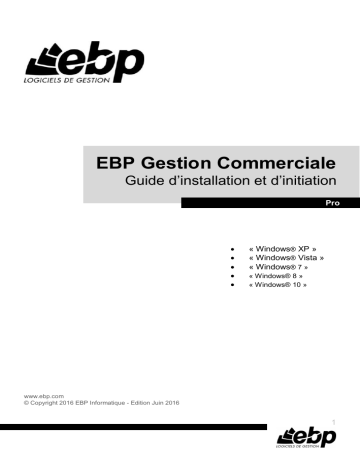 Gestion Commerciale Pro 2016 | Mode d'emploi | EBP Gestion Commerciale Pro Manuel utilisateur | Fixfr