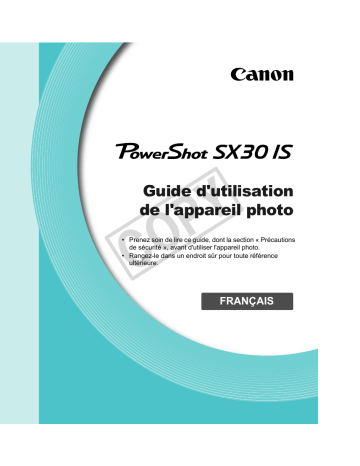 Mode d'emploi | Canon PowerShot SX30 IS Manuel utilisateur | Fixfr